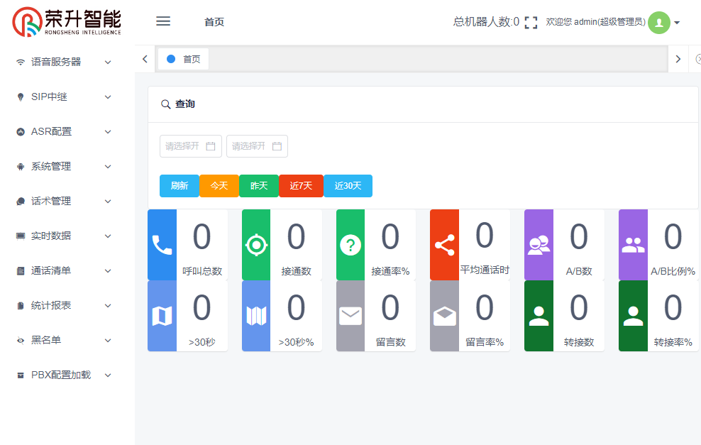 智能客服平台超级管理员功能界面